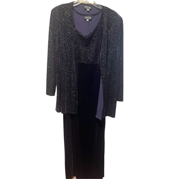 ONYX Nite 2 Piece Dress& jacket set plum colored Sparkle Slinky Black L… - Picture 3 of 4